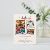 引っ越しました家族の写真コラージュのクリスマスムービング シーズンカード (スタンド正面)