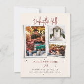 引っ越しました家族の写真コラージュのクリスマスムービング シーズンカード (正面)