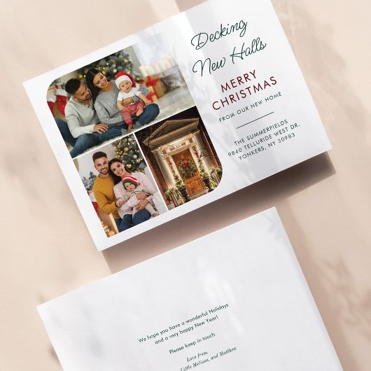 引っ越しました家族の写真コラージュのクリスマスムービング シーズンカード