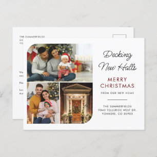 引っ越しました家族の写真コラージュのクリスマスムービング シーズンポストカード