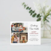 引っ越しました家族の写真コラージュのクリスマスムービング シーズンポストカード (スタンド正面)