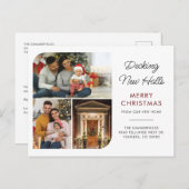 引っ越しました家族の写真コラージュのクリスマスムービング シーズンポストカード (正面/裏面)