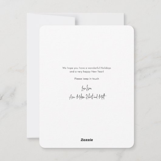 引っ越しました家族の写真コラージュ移動クリスマス シーズンカード (裏面)