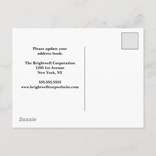 引っ越しました対ニューヨークシティスカイライン白黒 案内ポストカード (裏面)