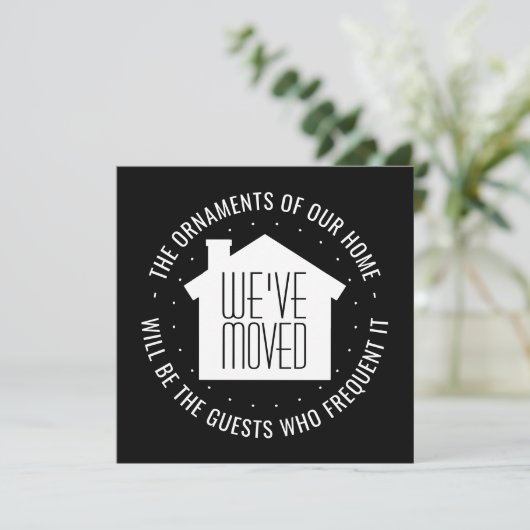 引っ越しました引っ越し祝いパーティー招待状の新しいアドレス (スタンド正面)