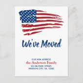引っ越しました愛国米国アメリカ国旗の移動 案内ポストカード (正面)