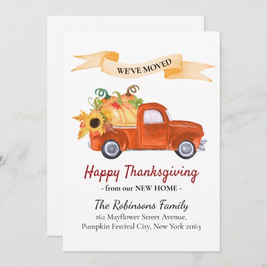引っ越しました感謝型かぼちゃのトラック移動 案内状 (正面/裏面)