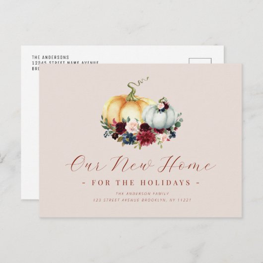 引っ越しました感謝感動的な発表 ポストカード (正面/裏面)