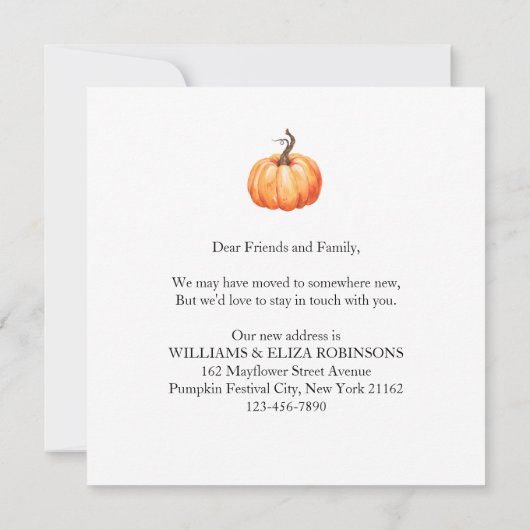 引っ越しました感謝祭リースニューホームムービング 案内状 (裏面)