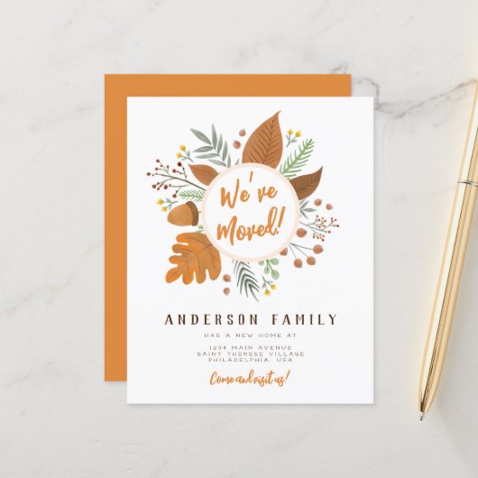 引っ越しました感謝祭リース新しい住所 (正面/裏面インサイチュ)