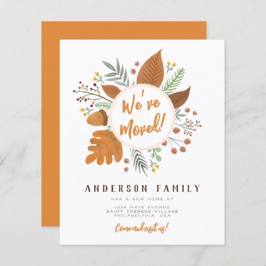 引っ越しました感謝祭リース新しい住所 (正面/裏面)