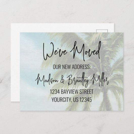 引っ越しました手書き書道パームツリー位置 ポストカード (正面/裏面)
