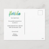 引っ越しました手書水色フロリダムービング シーズンポストカード (裏面)