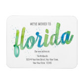 引っ越しました手書水色フロリダムービング マグネット (横)