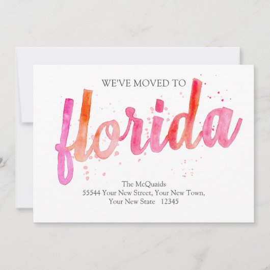 引っ越しました手書水色フロリダムービング 案内状 (正面)