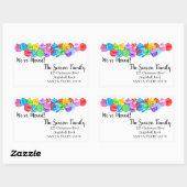 引っ越しました手絵を描水色ラベル 長方形シール (シート)