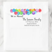 引っ越しました手絵を描水色ラベル 長方形シール (バッグ)