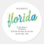 引っ越しました手色彩の鮮やか水色フロリダムービング ラウンドシール (正面)