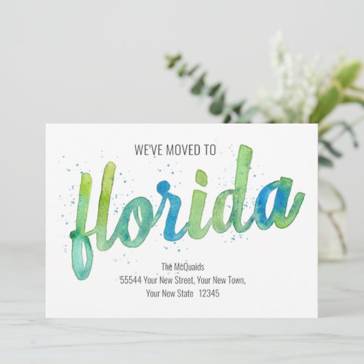 引っ越しました手色彩の鮮やか水色フロリダムービング 案内状 (スタンド正面)