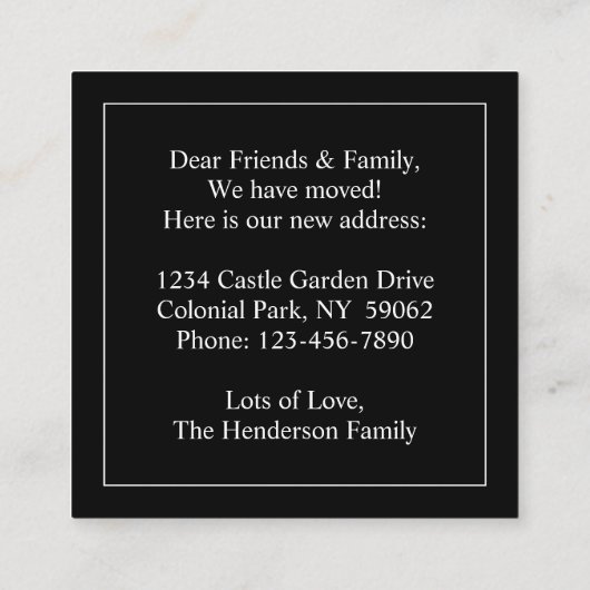 引っ越しました挿入 | 住所の変更 エンクロージャーカード (裏面)