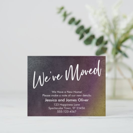 引っ越しました数々の色バーストグランジグラフィックカード 招待状 (スタンド正面)