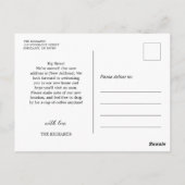 引っ越しました新しいアドレススクリプトの移動告知 ポストカード (裏面)