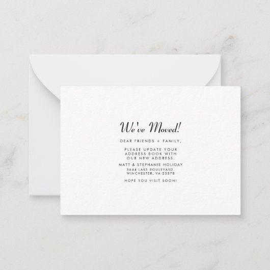 引っ越しました新しいアドレスモダンフローラの移動 ノートカード (裏面)