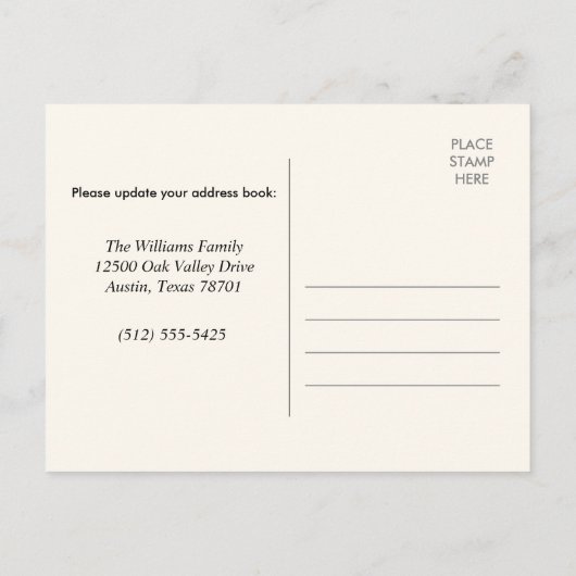 引っ越しました新しいアドレスモダンプラント 案内ポストカード (裏面)