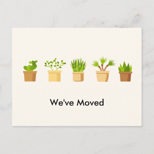引っ越しました新しいアドレスモダンプラント 案内ポストカード (正面)