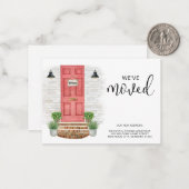 引っ越しました新しいアドレス水の色の赤いフロントドア ノートカード (正面/裏面インサイチュ)