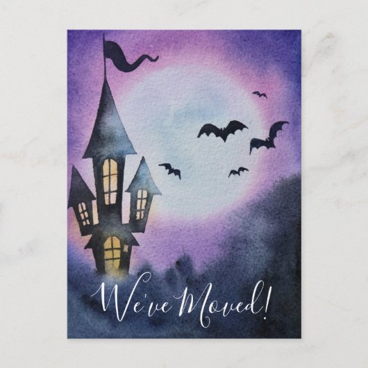 引っ越しました新しいアドレス水の色ハロウィーン 案内ポストカード (正面)