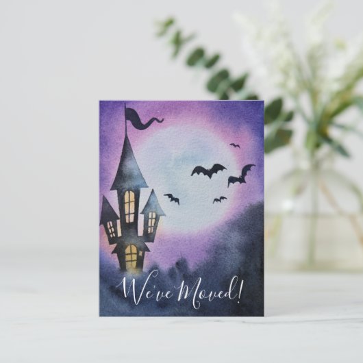 引っ越しました新しいアドレス水の色ハロウィーン 案内ポストカード (スタンド正面)