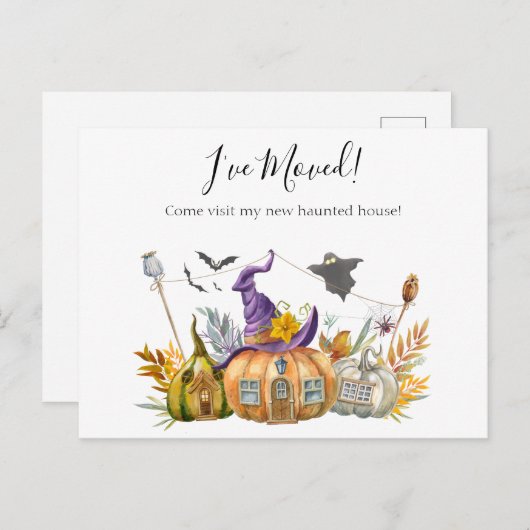 引っ越しました新しいアドレス通知ハロウィーン移動 案内ポストカード (正面/裏面)