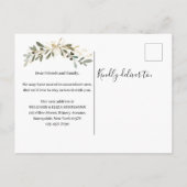 引っ越しました新しいアドレス金ゴールドの葉のミニマリスト 案内ポストカード (裏面)