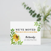 引っ越しました新しいホームイエローフローラ緑の移動 案内ポストカード (スタンド正面)