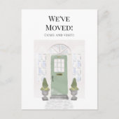 引っ越しました新しいホームウォーターカラーグリーンドア ポストカード (正面)