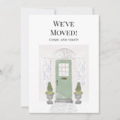 引っ越しました新しいホームウォーターカラーグリーンドア 案内状 (正面)