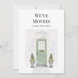 引っ越しました新しいホームウォーターカラーグリーンドア 案内状