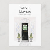 引っ越しました新しいホームウォーターカラーブラックドア ポストカード (正面)