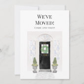 引っ越しました新しいホームウォーターカラーブラックドア 案内状 (正面)