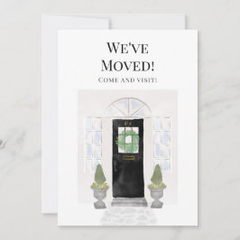 引っ越しました新しいホームウォーターカラーブラックドア 案内状