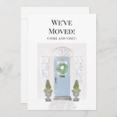 引っ越しました新しいホームウォーターカラーブルードアアナウンス 案内状 (正面/裏面)