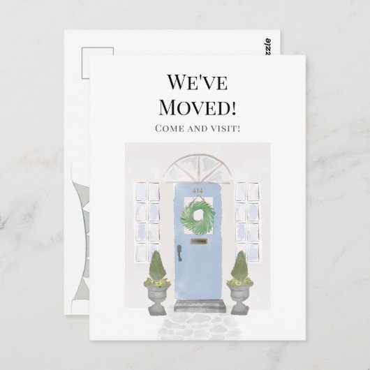 引っ越しました新しいホームウォーターカラーブルードアポストカード ポストカード (正面/裏面)