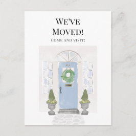 引っ越しました新しいホームウォーターカラーブルードアポストカード ポストカード