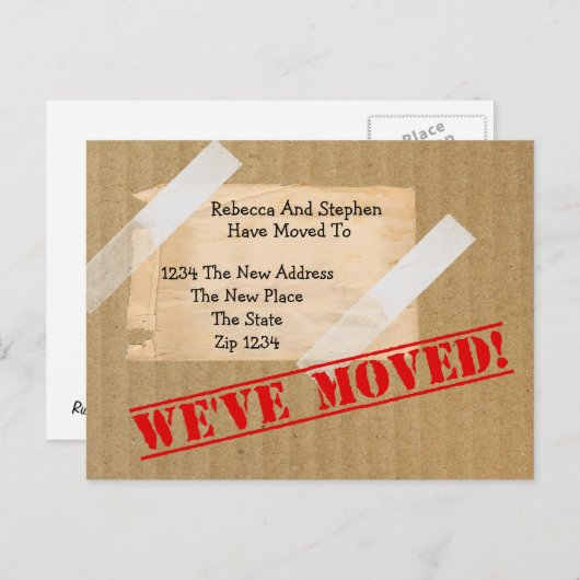 引っ越しました新しいホームカードボードボックス(印刷済みフラット) 案内ポストカード (正面/裏面)