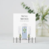 引っ越しました新しいホームブルーウォーターカラードアポストカード ポストカード (スタンド正面)