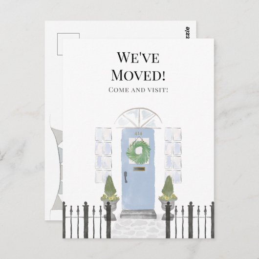 引っ越しました新しいホームブルーウォーターカラードアポストカード ポストカード (正面/裏面)