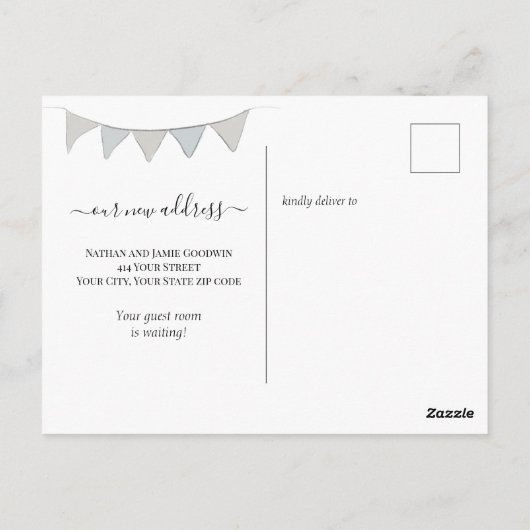 引っ越しました新しいホームブルーウォーターカラードアポストカード ポストカード (裏面)