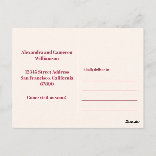 引っ越しました新しいホームマゼンタの引越し告知 ポストカード (裏面)