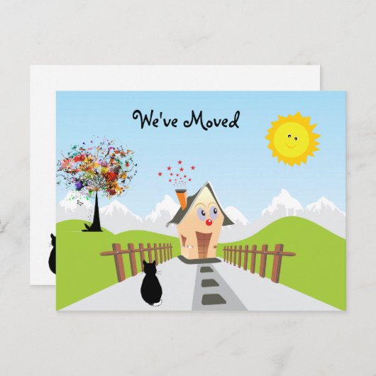 引っ越しました新しいホーム新しいアドレス 案内ポストカード (正面/裏面)